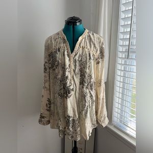 Boho lace trimmed tunic.  Vintage America brand.  XXL.